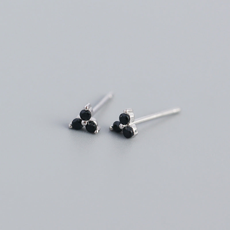 Wholesale Personalized Light Luxury Versatile Stacking Geometric Clover Diamond S925 Sterling Silver Earrings